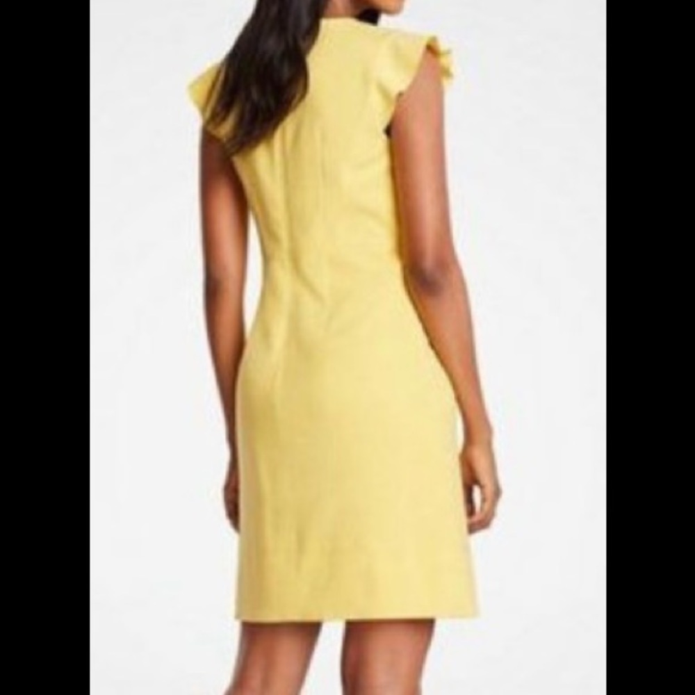 Ann Taylor Dress Pineapple Yellow Flutter Dress Size 10 - Picture 3 of 5